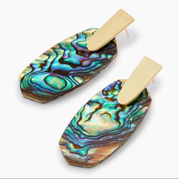 Kendra Scott Aragon Gold Drop Earrings In Abalone - Picture 2 of 4